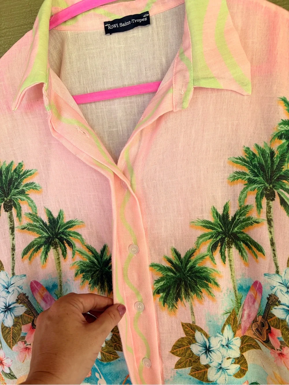KiWi Saint-Tropez Linen Shirt Shorts Matching Resort Set M